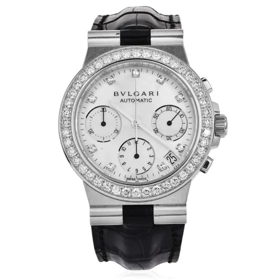 Bvlgari Diagono 35mm Chronograph 18K Diamond Watch Ref CHW 35 G