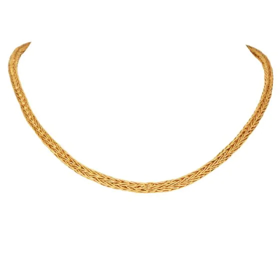 18K Yellow Gold Braided Rope Collar Chain Necklace - 33.5 grams