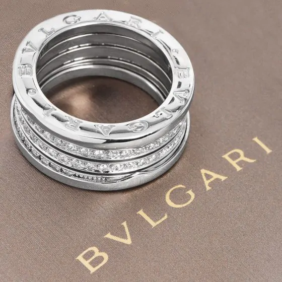 Bvlgari B.Zero1 4-Band Eternity Ring in 18K White Gold Pavé Diamonds