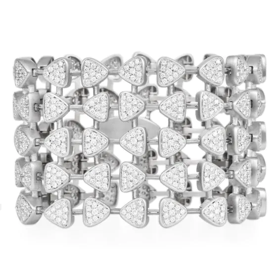 Luxury 10.25cts Diamond Triangle Link 18K Gold Wide Bracelet|Dover Jewelry|