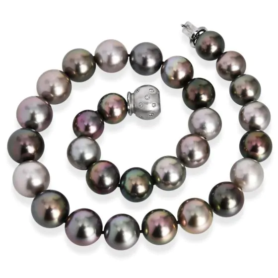 Tahitian Pearl Diamond Statement 14K Gold Necklace |Dover Jewelry|