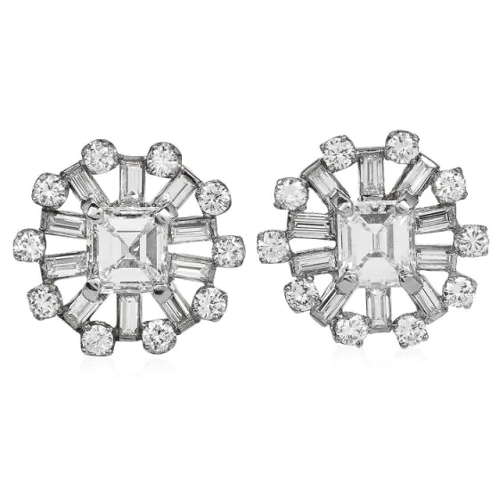 GIA 7.42cttw Diamond Platinum Star Statement Earrings|Dover Jewelry|