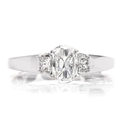 Tacori GIA Cushion Diamond Platinum Three Stone Engagement Ring 