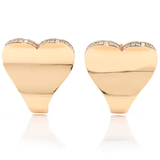 Roger Dubuis Diamond 18K Heart Clip On Earrings