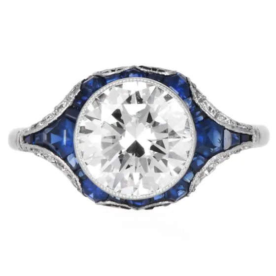 Estate Diamond 5.06cts Sapphire Paltinum Engagement Ring|Dover Jewelry|