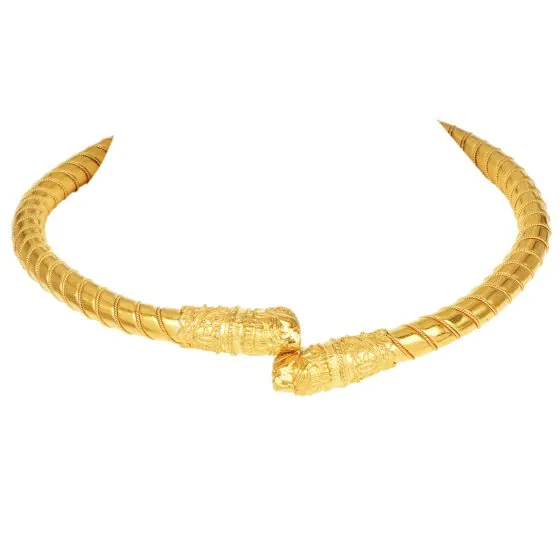 Vintage Lalaounis Chimera Ram Head 22K 18K Gold Choker Necklace