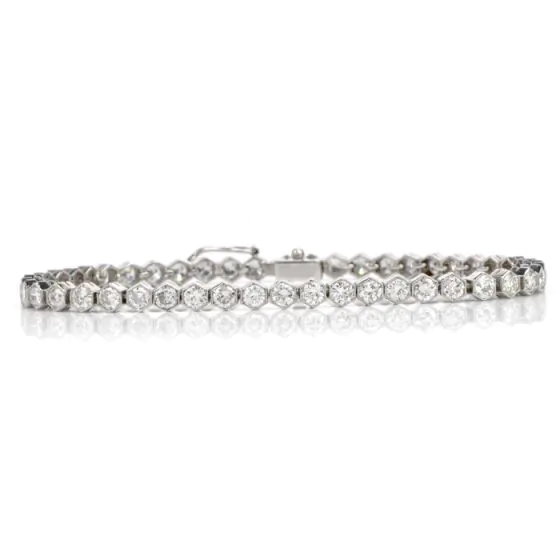 Deco Design 2.82ct Round-Cut Diamond Platinum Line Tennis Bracelet
