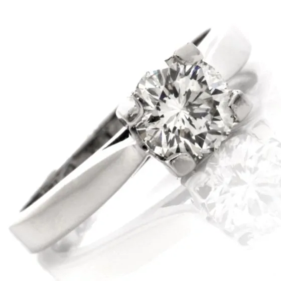 Estate 1.23Ct Round Diamond Platinum Engagement Ring l DOVER JEWELRY