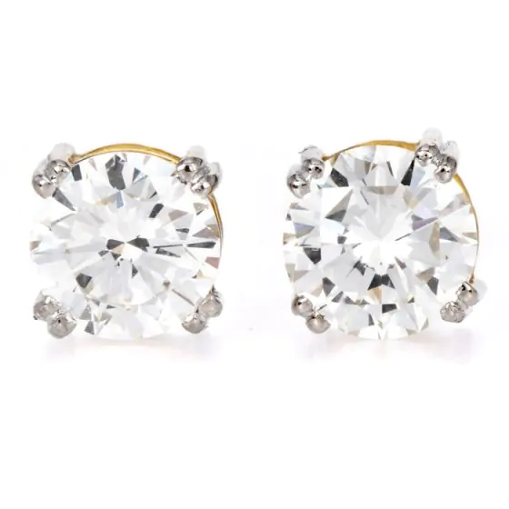 GIA 3.43 carats Natural Diamond J/VS1 18K Gold Brilliant Round Classic Stud Earrings |DoverJewelry|