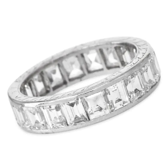 Vintage Carre-Cut Diamond 4.00ct Platinum Eternity Band Ring
