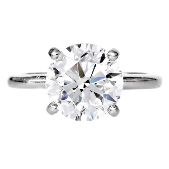 Classic 3.01ct G VVS2 Brilliant Round Platinum Solitaire Engagement Ring
