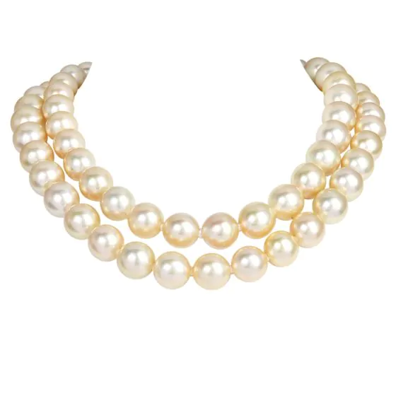 Golden Tahitian South Sea Pearl Necklace 14-12mm, 34 Inches long