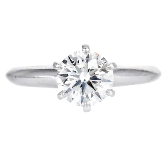 Tiffany & Co. 1.36 carat Round Diamond Platinum Estate Solitaire Ring