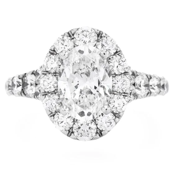 GIA Oval Cut Diamond 4.10ctw Halo Engagement Ring 