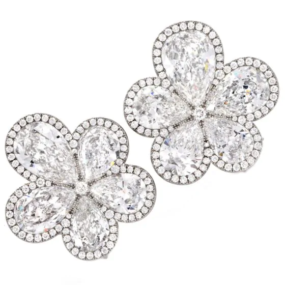 William Goldberg GIA 14.90cttw Diamond Orchid Flower Cluster Platinum Earrings