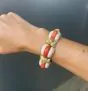1970's Coral 18K Yellow Gold Link French Bangle Bracelet