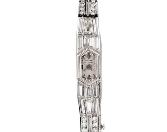 Vintage Lucien Piccard Diamond Platinum Baguette Diamond Cocktail Watch