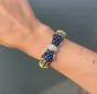 Estate Diamond Sapphire 18K Gold Bow Cuff Bangle Bracelet-Dover Jewelry