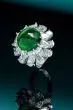 Certified Emerald 21.80cts Diamond Platinum Sugarloaf Floral Cocktail Ring