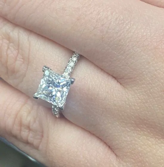 GIA 1.83 Carat Princess Cut Diamond Platinum Solitaire Engagement Ring 