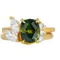 Custom Order Green Sapphire Diamond 18K Yellow Gold Engagement Ring & Wedding Band Bridal Set