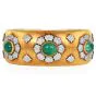 Vintage Buccellati Emerald Diamond 18K Gold Rigato Cuff Bracelet|Dover Jewelry|