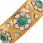 Vintage Buccellati Emerald Diamond 18K Gold Rigato Cuff Bracelet|Dover Jewelry|