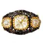 Vintage Buccellati Three-Stone Diamond 18K Gold Filigree Dome Ring 