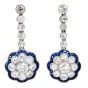 Vintage Platinum  Flower Old Mine Cut Diamonds Sapphires Dangle Drop Earrings | Dover Jewelry|