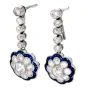 Vintage Platinum  Flower Old Mine Cut Diamonds Sapphires Dangle Drop Earrings | Dover Jewelry|
