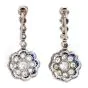 Vintage Platinum  Flower Old Mine Cut Diamonds Sapphires Dangle Drop Earrings | Dover Jewelry|
