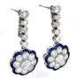 Vintage Platinum  Flower Old Mine Cut Diamonds Sapphires Dangle Drop Earrings | Dover Jewelry|
