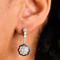 Vintage Platinum  Flower Old Mine Cut Diamonds Sapphires Dangle Drop Earrings | Dover Jewelry|