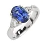 GIA Oval Sapphire Diamond Platinum Three Stone Ring