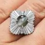 GIA Natural Cat's Eye Chrysoberyl Diamond Platinum Ballerina Ring