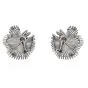 Vintage Diamond Emerald Platinum Starburst Floral Earrings 