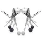 Estate Unique Diamond Sapphire Pearl 18K Gold Ball Chain Dangle Drop Clip On Earrings