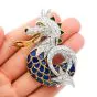 Vintage 12.24cts Diamond Enamel 18K Gold Unique Dragon Pin Brooch 