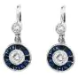 Estate Deco style Diamond Sapphire Platinum Dangle Earrings
