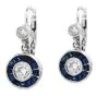 Estate Deco style Diamond Sapphire Platinum Dangle Earrings