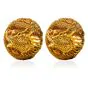 Estate 18K Yellow Gold Asian Dragon Round Clip On Earrings