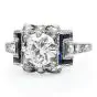 Vintage 1.61ct European Cut Diamond Sapphire Platinum Vintage Engagement Ring