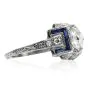 Vintage 1.61ct European Cut Diamond Sapphire Platinum Vintage Engagement Ring
