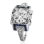 Vintage 1.61ct European Cut Diamond Sapphire Platinum Vintage Engagement Ringg