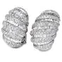 Estate 10.30cts Diamond Large Shirmp Platinum Hoop Clip On Earrings 