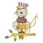 Vintage Diamond Ruby Sapphire Emerald 14K Gold Fishing Bird Brooch Pin