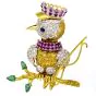 Vintage Diamond Ruby Sapphire Emerald 14K Gold Fishing Bird Brooch Pin