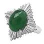 GIA Green Jade Diamond Platinum Ballerina Cocktail Ring