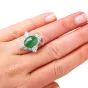 GIA Green Jade Diamond Platinum Ballerina Cocktail Ring