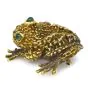 Vintage E. Pearl Emerald 18K Yellow Gold Large Frog Brooch Pin